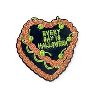 Halloween Spooky Season Enamel Pin: Every Day is Halloween Heart Cake